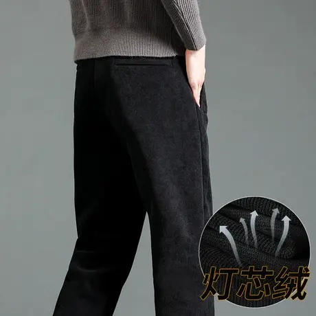 灯芯绒男裤秋冬款宽松直筒男士运动裤春秋厚款条绒裤中老年休闲裤商品大图