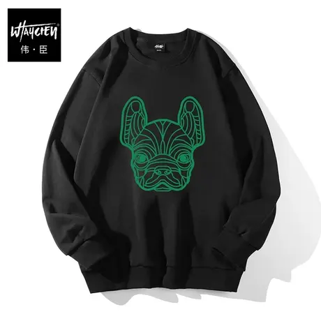 伟臣潮流大码男士圆领卫衣男胖子加肥加大纯棉宽松套头上衣外套男商品大图