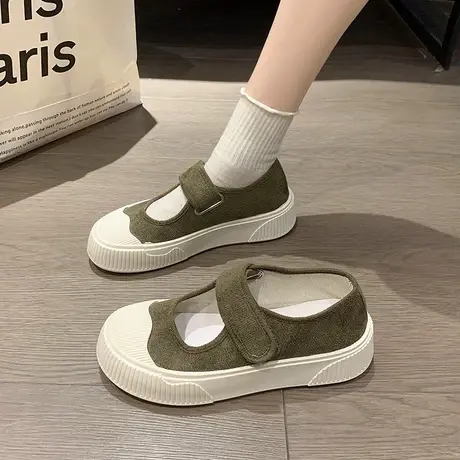 圆头浅口休闲单鞋女2023秋季新款软底舒适韩版百搭帆布鞋ins潮鞋图片