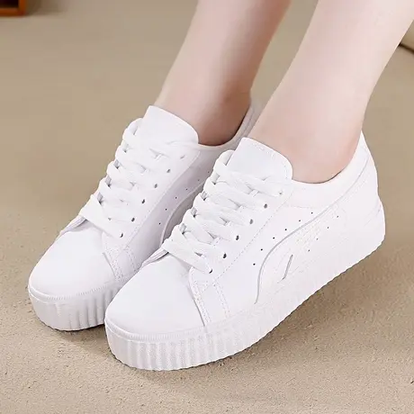 春秋季新款时尚小白鞋女百搭韩版女士休闲鞋潮厚底学生帆布鞋女鞋商品大图