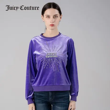 Juicy Couture橘滋秋冬新品时尚烫钻亮片天鹅绒长袖圆领卫衣女商品大图