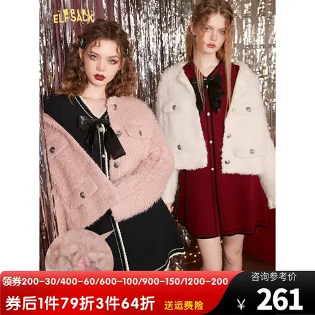 妖精的口袋短款毛呢外套女2022秋冬季新款小个子高级感气质小香风商品大图