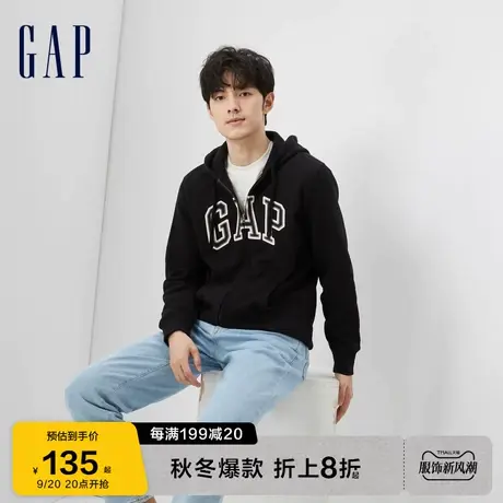 Gap男女装秋季新款LOGO碳素软磨抓绒卫衣461135运动休闲外套图片