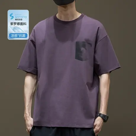 2025新款夏季轻薄索罗娜肌理感抗菌t恤男潮流短袖男士宽松假口袋商品大图