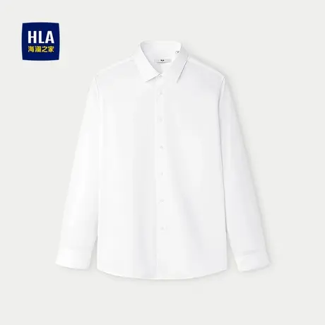 HLA/海澜之家纯色长袖正装衬衫2025春夏新款尖领商务通勤白衬衣男商品大图