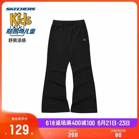 Skechers斯凯奇女装裤子运动长裤百搭松紧腰喇叭高腰修身针织裤商品大图