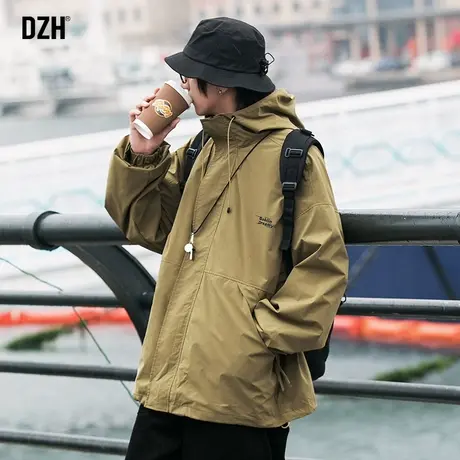 男士户外冲锋衣外套男春秋款男装2023新款工装机能夹克宽松登山服图片