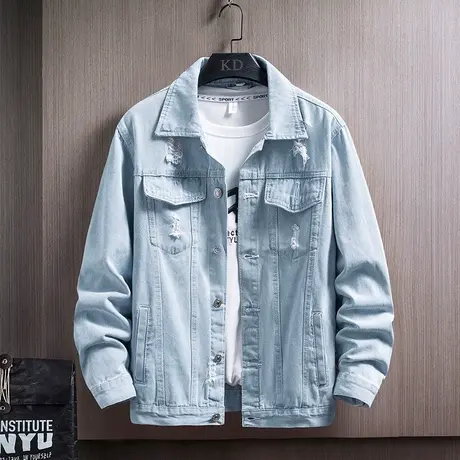 牛仔外套男士春季韩版潮流上衣服2023春秋款外套休闲百搭工装夹克图片