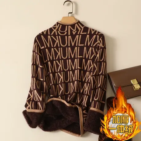 一体绒半高领毛衣女2022年秋冬新款加绒加厚洋气内搭针织打底衫女图片