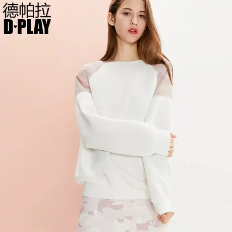 DPLAY德帕拉春新品欧美迷彩拼色圆领宽松卫衣商品大图