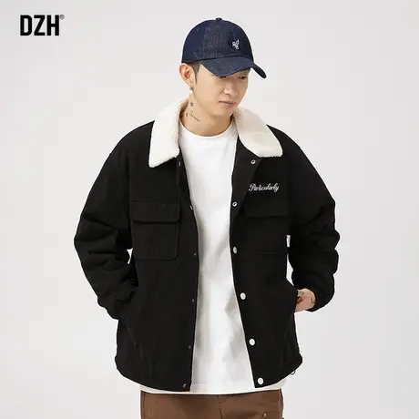 男生灯芯绒外套男加绒加厚冬款男装2023新款翻领夹克男款上衣百搭商品大图