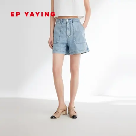 EP YAYING雅莹女装 设计感含真丝棉牛仔短裤 2023新款J601A图片