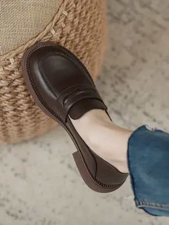 潮牌复古平底小皮鞋女2023年秋新款韩版百搭软底设计感小众乐福鞋商品大图