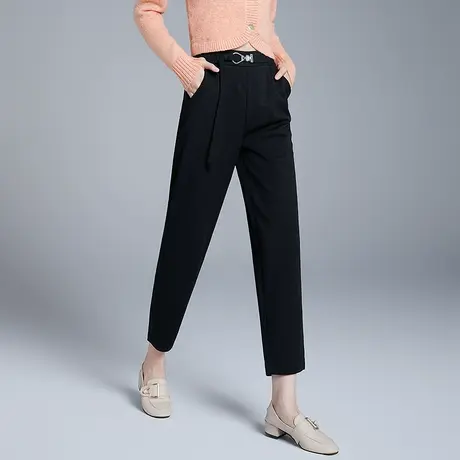 丽洁女裤休闲哈伦裤女2023年秋季新款高腰显瘦西装裤萝卜裤九分裤商品大图