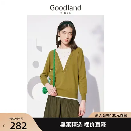 音儿美地女装2022秋季新款通勤半高领毛衣假两件针织上衣商品大图