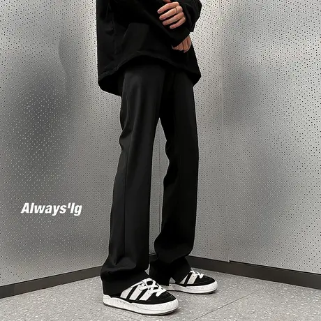 春秋季薄款直筒西裤男潮流简约纯色冰丝宽松运动休闲裤子2024新款图片