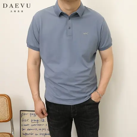 DAEVU夏季新款鲨鱼大号潮胖加肥加大码男士短袖商务休闲POLO衫T恤商品大图