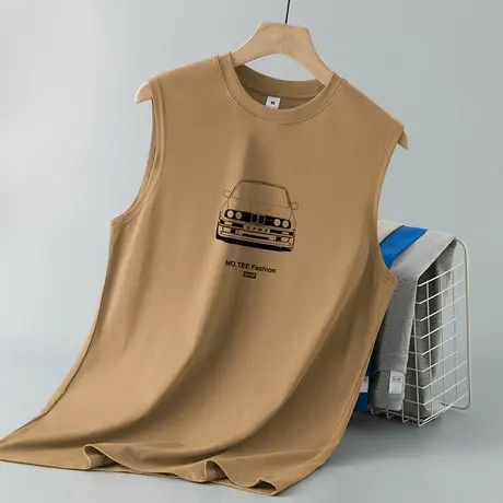 重磅纯棉背心男夏季宽松跨栏篮球健身运动坎肩液氨长绒棉无袖t恤商品大图