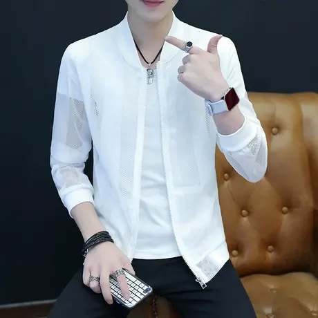 男士防晒服夏季新款潮流ins薄款透气外套潮牌百搭冰丝镂空防晒衣商品大图