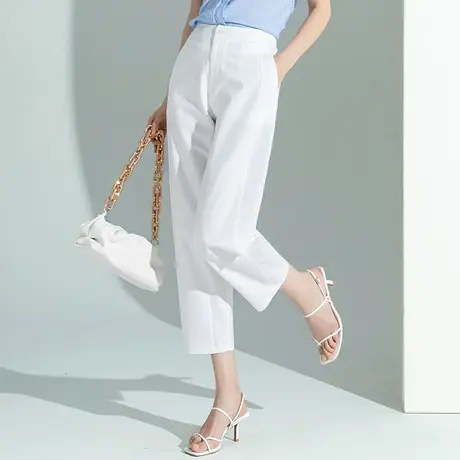 高腰哈伦裤女2024新款夏季薄款白色裤子莫代尔灯笼裤九分裤休闲裤商品大图