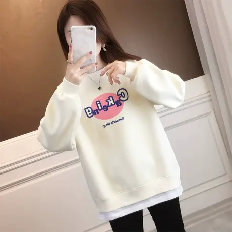 卫衣女春秋季韩版宽松bf慵懒风ins薄款小个子假两件上衣服外套潮图片