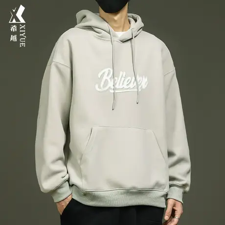 希越380g重磅连帽卫衣套头男士秋冬季宽松大码美式慵懒感潮流外套商品大图