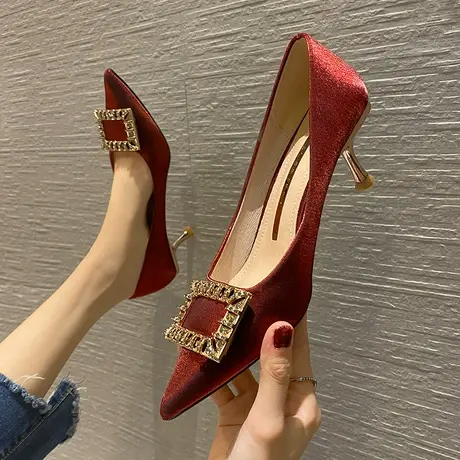 法式性感少女尖头高跟鞋女2024年春夏季新款气质百搭水钻细跟单鞋商品大图