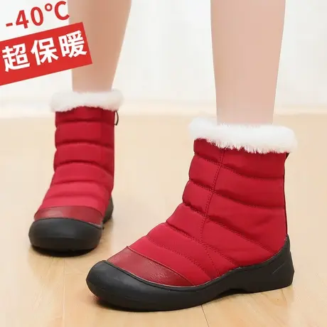 冬季棉鞋加绒高帮保暖中老年人妈妈加厚防滑防水雪地靴女短筒靴子图片