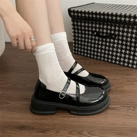 乐福鞋女春秋日系JK制服鞋百搭棕色复古英伦风小皮鞋厚底黑色单鞋商品大图