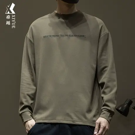 希越300g德绒重磅长袖T恤男冬季防静电套头打底衫宽松大码男上衣图片