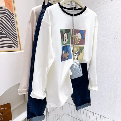 胖MM遮臀加绒上衣~韩代秋冬款双面德绒长袖T恤打底衫大码欧货减龄商品大图