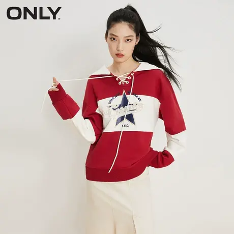 【CC家居控】ONLY夏季时尚潮流休闲显瘦宽松撞色连帽卫衣女商品大图