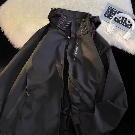 冲锋衣外套男春秋季黑色宽松户三合一外夹克男登山防水机能上衣图片