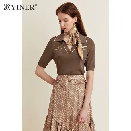YINER音儿女装夏季时尚通勤POLO领针织衫图片