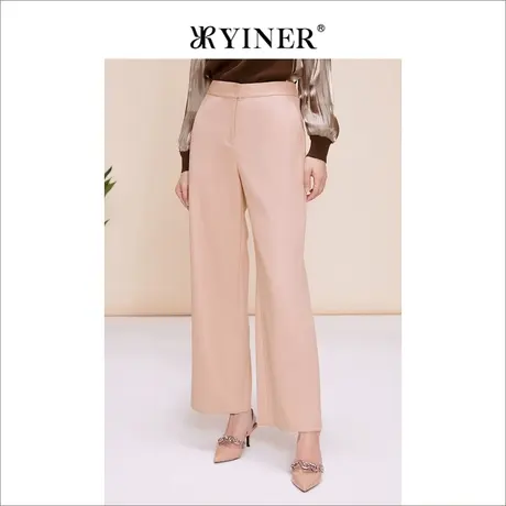 YINER音儿女装春季通勤羊毛直筒阔腿裤休闲裤商品大图