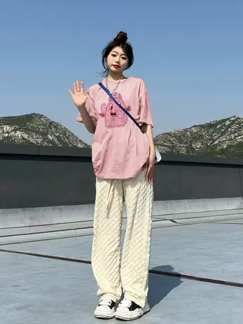 纯棉设计感小众短袖t恤女夏季潮牌宽松学生韩系chic别致半袖上衣商品大图