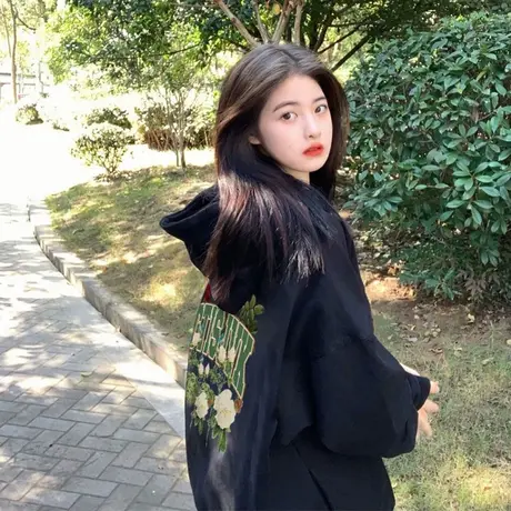 港风chic卫衣女秋冬加绒连帽宽松小众设计感美式复古hiphop外套潮图片