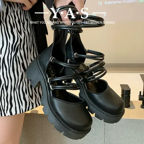 包头凉鞋女粗跟2024年夏季新款白色软皮罗马凉靴设计感小众高跟鞋商品大图