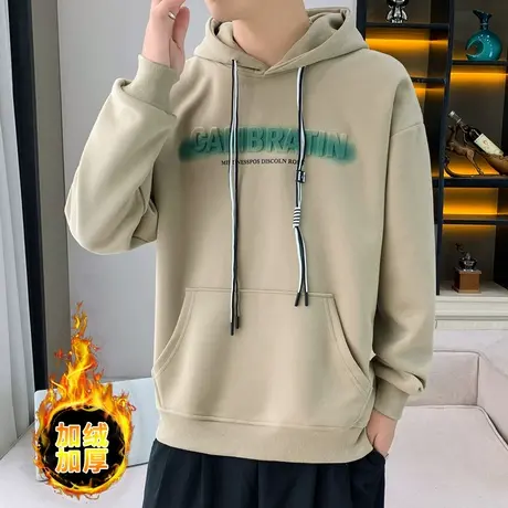 秋冬款连帽卫衣男士加绒加厚外套潮流宽松港风长袖打底衫上衣服帅商品大图