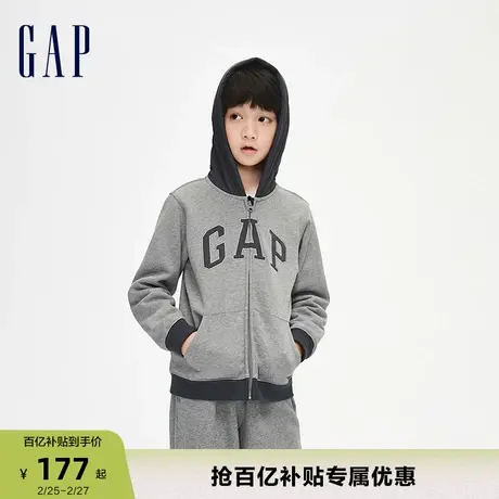 Gap男女童冬季LOGO碳素软磨抓绒保暖卫衣儿童时髦运动上衣836686图片
