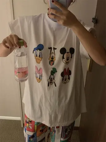 韩国东大门夏季新款圆领米奇头印花宽松显瘦短袖T恤女半袖上衣服商品大图