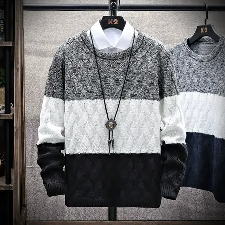 2023新款秋冬季男士毛衣加厚长袖韩版潮流针织衫男装打底衫上衣服商品大图