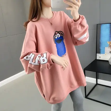 中长款卡通动漫印花圆领卫衣女早春薄款2022年新款爆款宽松外套潮商品大图