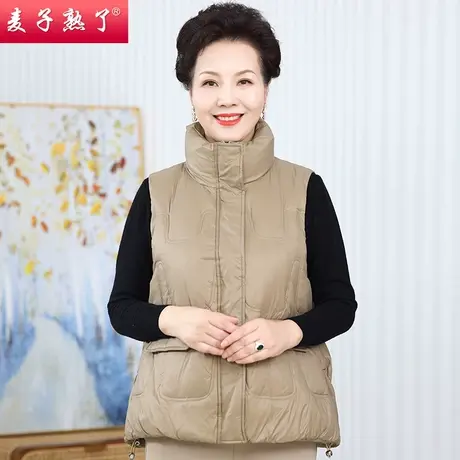 妈妈冬装羽绒棉马甲加厚秋阔太太加厚洋气保暖连帽马夹中老年女装商品大图