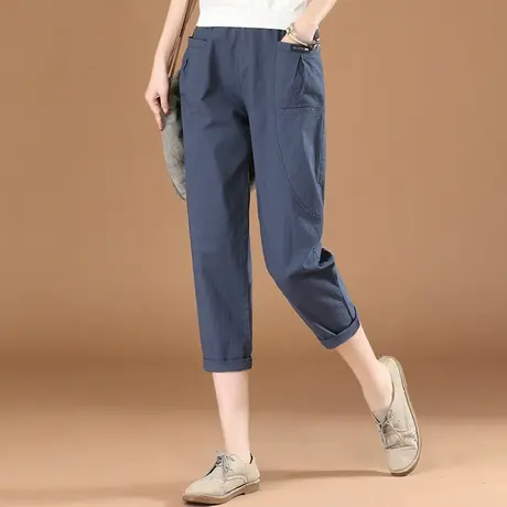 韩潮袭人松紧腰宽松休闲裤2023夏季新款薄款显瘦百搭七分哈伦裤女图片