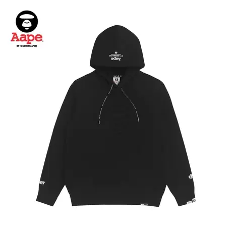 Aape旗舰店男装秋冬浮凸猿颜字母印花加绒连帽卫衣3815XXH图片