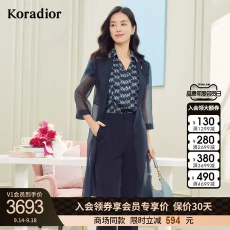 珂莱蒂尔商场同款2023年夏季新款网纱透视连衣裙女时尚气质风衣裙图片