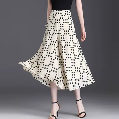 波点a字裙裤九分裤女夏季2023新款高腰宽松阔腿裤休闲裤裙甩裤子商品大图