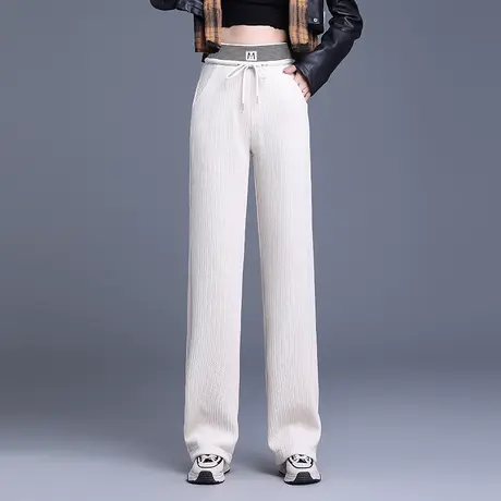 雪尼尔条绒阔腿裤女秋冬2023新款高腰坠感显瘦直筒裤百搭休闲长裤商品大图