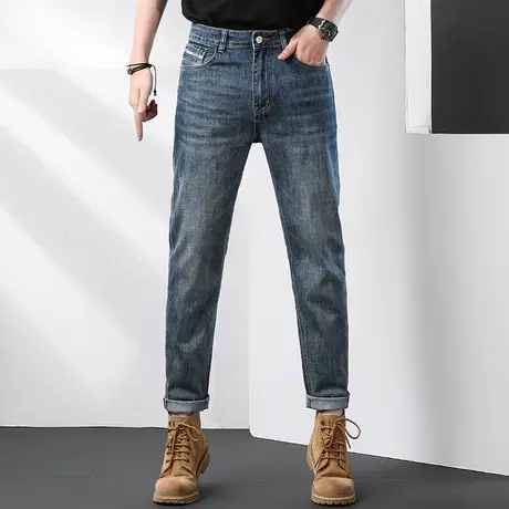 2023夏季新款牛仔裤男宽松直筒蓝色潮牌春季薄款潮流男士高端长裤商品大图